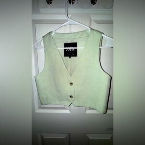CROPPED LINEN BLEND VEST